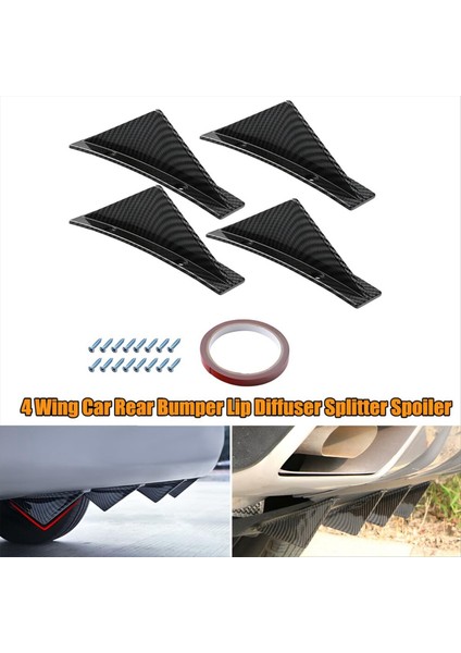Araba Arka Alt Tampon Kanadı Dudak Difüzör, Anti-Crash Spoiler Köpekbalığı Yüzgeç Koruyucusu, Arka Tampon Ayırıcı Dudak Kanadı, Kavisli 4pcs (Yurt Dışından) fırsatları