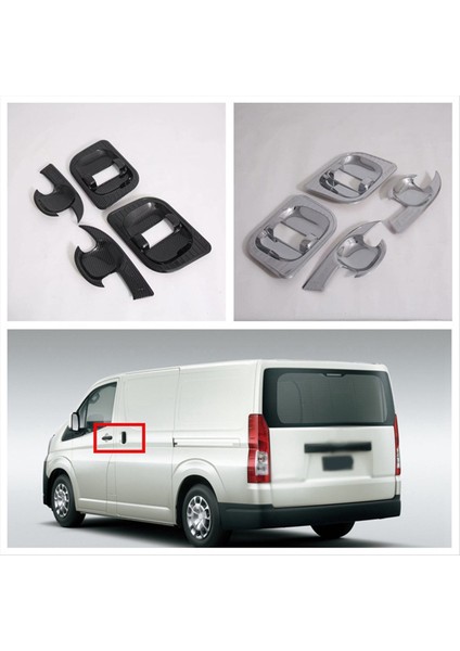 Toyota Hiace Altıncı Nesil (H300) 2019-2022 Karbon Fiber Tarzı Kapı Kolu Kase Kapak Fincanı Boşluk Döşeme (Yurt Dışından) modelleri