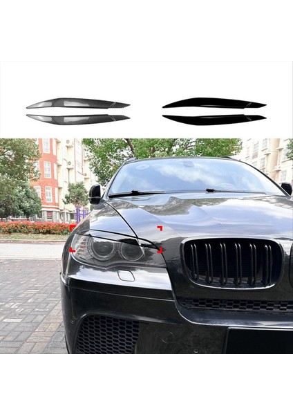 Araba Far Lamba Kaşları Bmw Için Kapak Kaplama X6 E71 2008-2014 Araba Far Göz Kapakları Parlak Siyah (Yurt Dışından) fırsatları