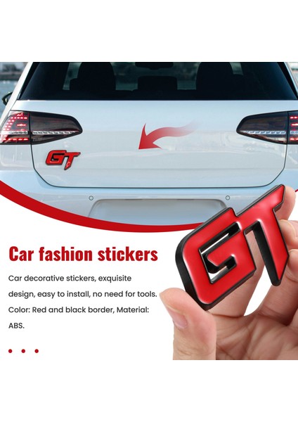 3D Gt Logo Araba Sticker Moda Araba Dekor Etiketi Ford Mustang Focus 2 3 Fiesta Ranger Mondeo Mk2 Kırmızı+Siyah (Yurt Dışından) fırsatları