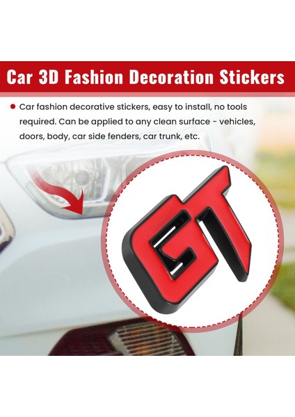 3D Gt Logo Araba Sticker Moda Araba Dekor Etiketi Ford Mustang Focus 2 3 Fiesta Ranger Mondeo Mk2 Kırmızı+Siyah (Yurt Dışından) indirimleri