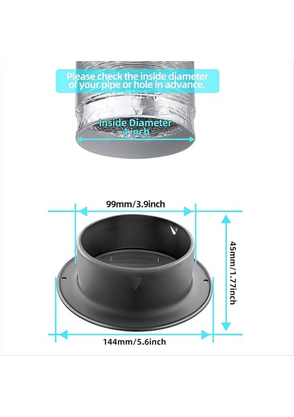 4inch 304 Paslanmaz Çelik Hava Delikleri, Panjurlu Izgara Kapağı Havalandırma Kaputu Düz Kanallı Havalandırma Hava Havalandırma Duvar Hava Çıkışı (Yurt Dışından) indirimleri