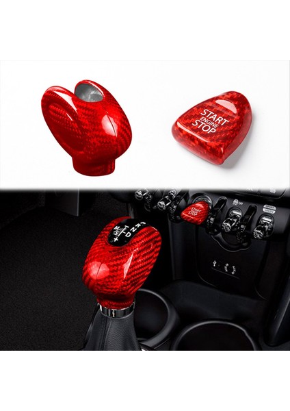 Araba Gerçek Karbon Fiber Vites Kolu Kapak Vardiya Düğmesi Mini Cooper F54 F55 F56 F57 F60 Kırmızı (Yurt Dışından) indirimleri