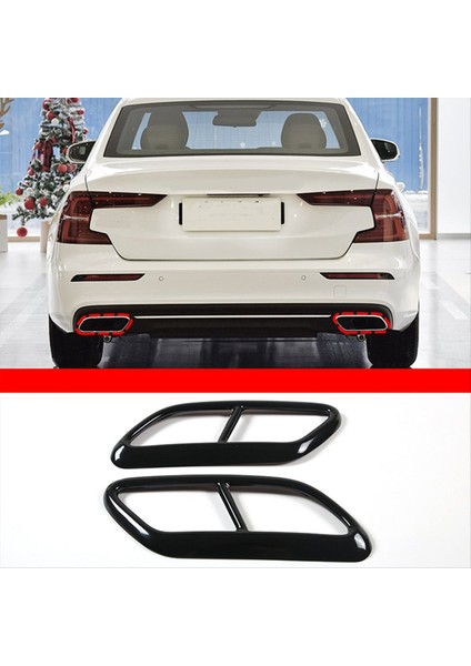 Siyah Paslanmaz Çelik Boru Boğaz Egzoz Çıkışları Volvo S60 2020 S90 V90 2016-2019 Aksesuarları Için Kuyruk Çerçevesi Trim Kapak (Yurt Dışından) fiyatları