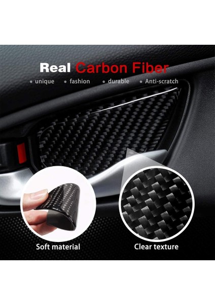 Honda Civic 10. Gen 2020 2019 2018 2017 2016 Için Araba Karbon Fiber Kapı Bileği Kaplama Iç Kapı Kolu Dekorasyon Kapağı (Yurt Dışından) fırsatları