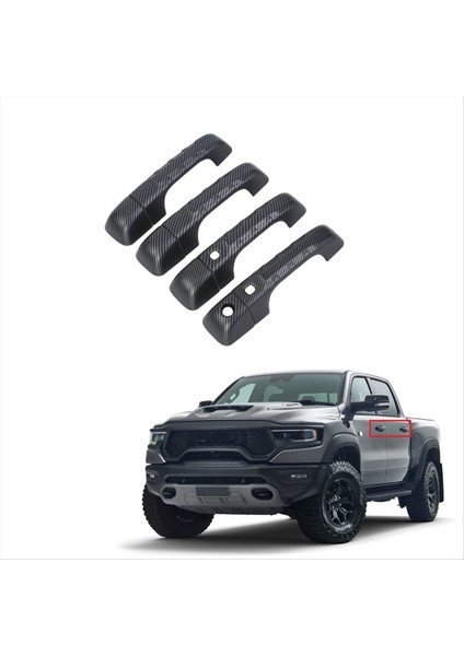 Dodge Ram Trx 1500 2023 2024 Araç Dış Kapı Tutucu Kapak Kapağı Akıllı Anahtar Dönemi Trim Aksesuarları Abs Karbon Fiber (Yurt Dışından) fiyatları