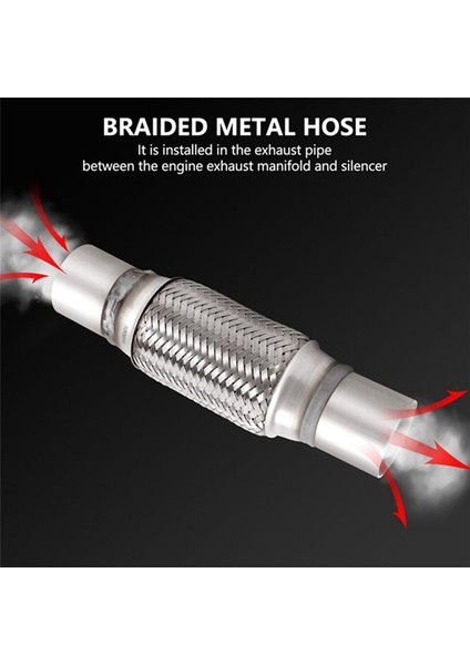 2 Adet Egzoz Esnek Boru Paslanmaz Çelik Çift Örgü 2 x 6 Inç Uçlu Uçlu 10 Inç Uzunluğunda (Yurt Dışından)