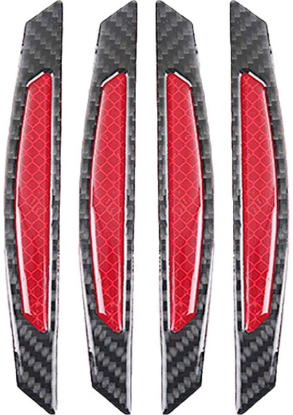 4pcs Süper Kırmızı Yansıtıcı Çıkartmalar Karbon Fiber Şeritler Araba Yan Kapı Kenarı Tampon Tampon Anti-Çizik Koruma Koruyucular Trim Etiketleri Evrensel (Yurt Dışından)