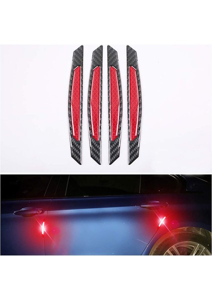 4pcs Süper Kırmızı Yansıtıcı Çıkartmalar Karbon Fiber Şeritler Araba Yan Kapı Kenarı Tampon Tampon Anti-Çizik Koruma Koruyucular Trim Etiketleri Evrensel (Yurt Dışından) indirimleri