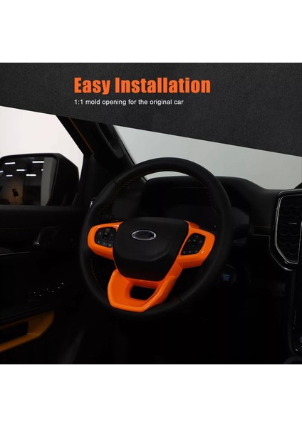 Ford Ranger Için 2023 2024 Araç Direksiyon Simidi Çerçevesi Trim Kapak Iç Aksesuarlar Turuncu (Yurt Dışından) modelleri