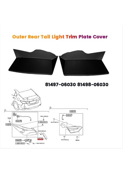 1paır Arka Erişim Kapağı Dış Kuyruk Işık Trim Plakası 81497-06030 81498-06030 Toyota Camry Için 18-21 Lhd Runk Yağmur Oluk (Yurt Dışından) modelleri