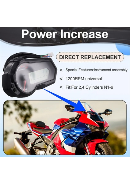 Motosiklet Universal 1200RPM Yolcun Taşometre Utv LCD 2,4 Silindir Için Dijital Hızölçer Göstergesi N1-6 (Yurt Dışından) fırsatları