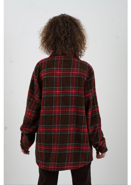 Kahve Kırmızı Ekoseli Oduncu Gömlek modelleri