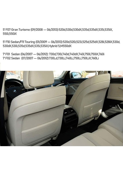 Koltuk Backrest Cep Kapağı Pu Deri Deri Koltuk Arka Depolama Cep Paneli Bmw 5/7 Serisi F10 F11 F07 F01 F02 Bej (Yurt Dışından) indirimleri