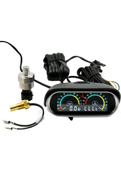 2 Arada 1 LCD Evrensel Araç Yatay Su Temp Göstergesi + Yağ Basınç Göstergesi 1/8npt Su Sıcaklığı Adaptörü 10 mm Sensör Için (Yurt Dışından)