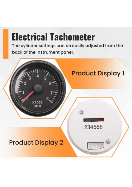 52MM Elektrik Takometresi 0-8000 Rpm 2 Inç Rpm Tako Metre 2 3 4 5 6 8 Silindir Benzinli Motor Araba Teknesi Yat (Yurt Dışından) indirimleri