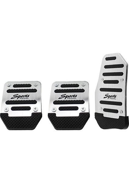 Araç Kaymaz Alüminyum Alaşım Pedal Pedleri, Manuel Gaz Pedalı Fren Pedal Kapağı Evrensel Yedek Aksesuarlar, Gümüş 3 Adet (Yurt Dışından)