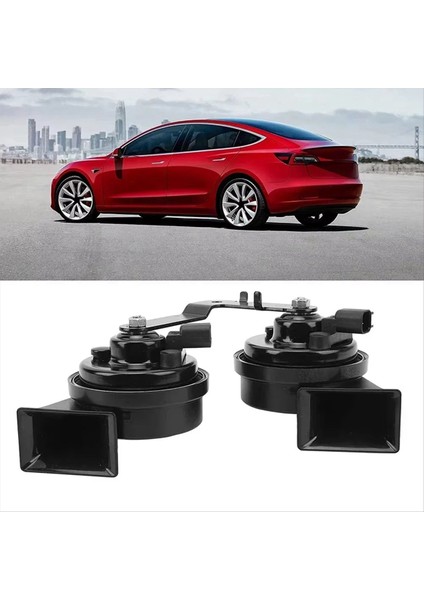 Araba Salyangoz Korna Çift Ton Salyangoz Korna 1pair Braket ile 1109660-00-B 110966000B Tesla Model 3 Yeni Yüksek Kalite (Yurt Dışından)
