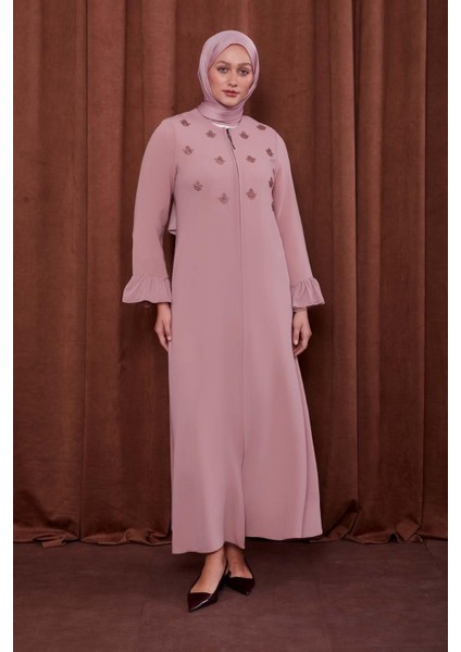 Pudra Taş Işlemeli Ferace