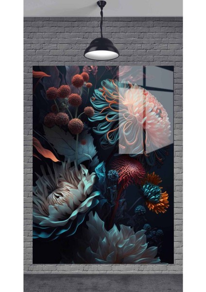 Çiçek Dekoratif Temperli Cam Tablo