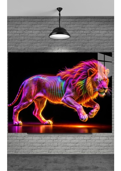 Neon Aslan Cam Tablo Ev Dekorasyon,balkon Dekorasyonu,dekoratif,duvar Tablo,mutfak Tablo