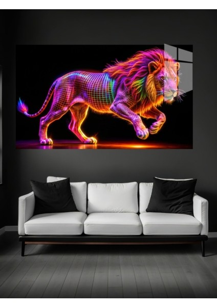 Neon Aslan Cam Tablo Ev Dekorasyon,balkon Dekorasyonu,dekoratif,duvar Tablo,mutfak Tablo fiyatları