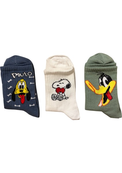 3'lü Çizfi Film Desenli Kolej Çorap Set fiyatları