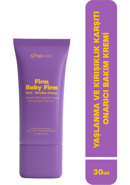 Yaşlanma ve Kırışıklık Karşıtı, Onarıcı Peptit Kompleksi Vegan Bakım Kremi 30 ml Firm Baby Firm