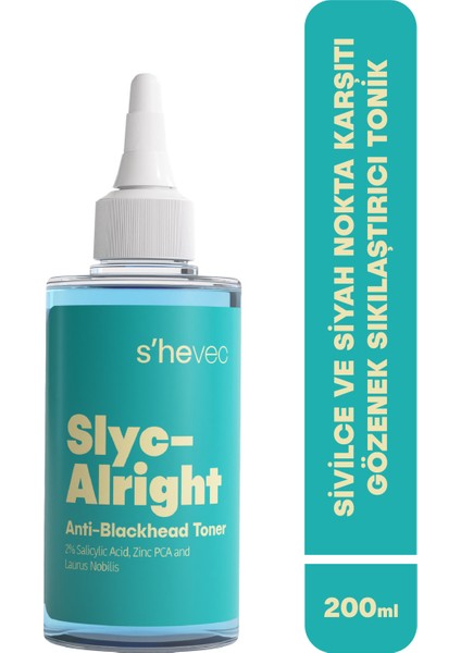 Siyah Nokta Karşıtı ve Gözenek Sıkılaştırıcı Salisilik Asit 200 ml Vegan Tonik Slyc–Alright