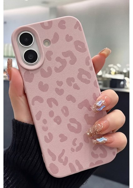 iPhone 17 Uyumlu Kılıf Pembe Leopar Desenli Kamera Lens Korumalı Yumuşak Soft Silikon Lansman Kapak