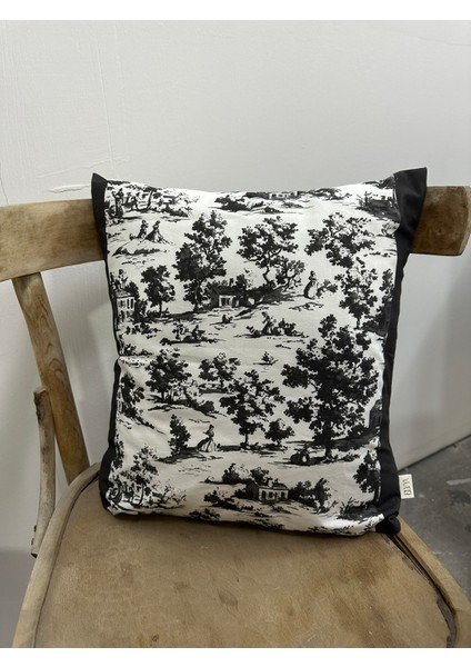 Toile De Jouy Monet Kırlent Kılıfı 43X43 cm | %100 Pamuk Dijital Baskılı | Country Tarzı Fransız Dekoratif Yastık Kılıfı - ZT750