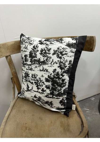 Toile De Jouy Monet Kırlent Kılıfı 43X43 cm | %100 Pamuk Dijital Baskılı | Country Tarzı Fransız Dekoratif Yastık Kılıfı - ZT750 fiyatları