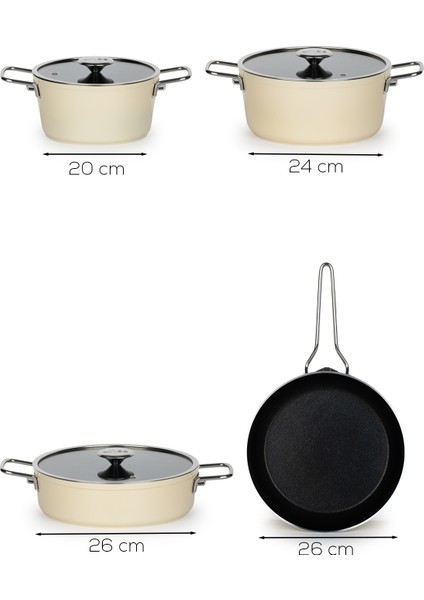Rozella 7 Parça Titanyum Tencere Seti - Gri fırsatları