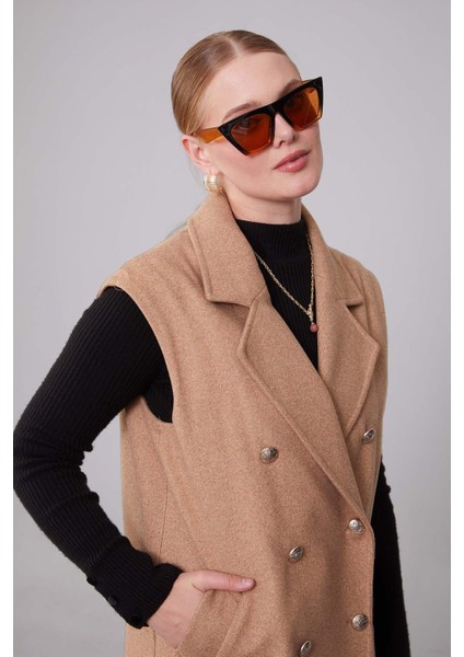 K.bej Maxi Boy Kaşe Yelek fiyatları