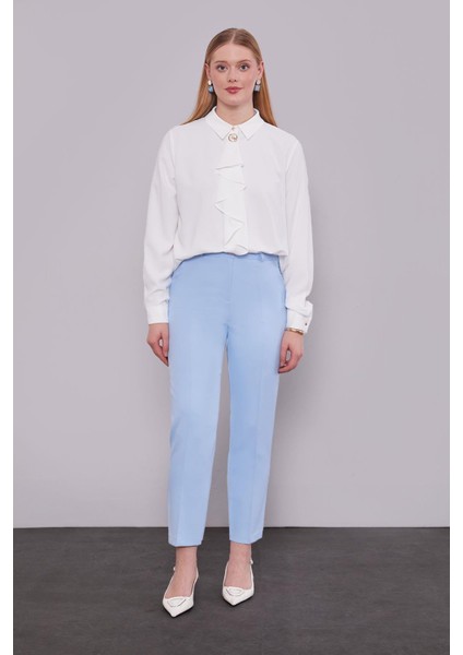 Mavi Ütü Izi Detaylı Pantolon