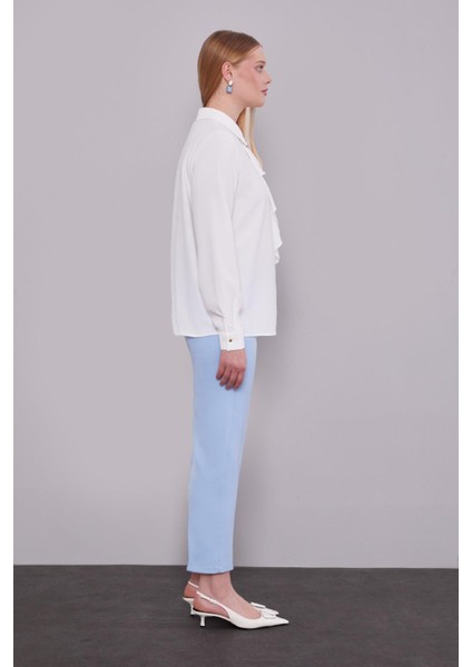 Mavi Ütü Izi Detaylı Pantolon modelleri