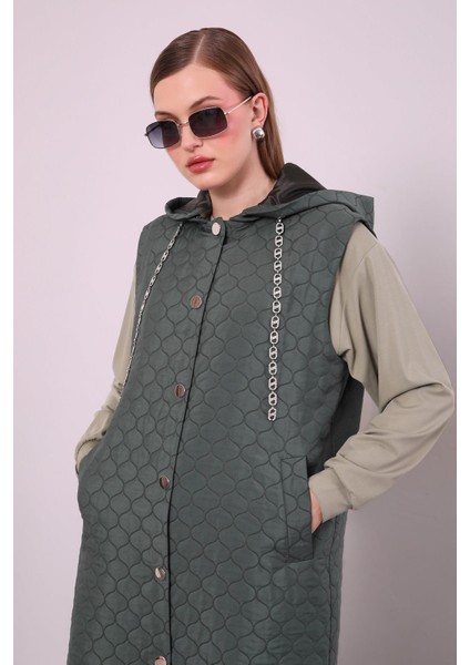 Haki Zincir Detaylı Yelek modelleri