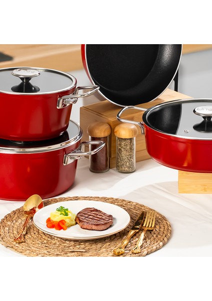 Rozella 7 Parça Titanyum Tencere Seti - Gri fiyatları