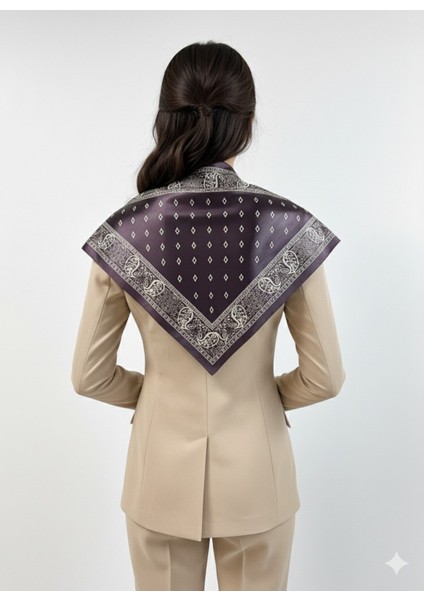 Saray Motif Mürdüm Üçgen Fular Bandana Estacraft - 100X45 cm fiyatları