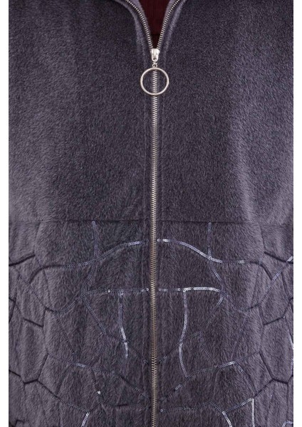 Antrasit Pullu Desen Midi Kaban indirimleri