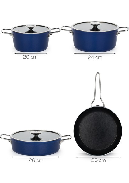 Rozella 7 Parça Titanyum Tencere Seti - Gri fırsatları