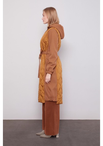 Kahve Kaşe Detaylı Kapitone Mont fiyatları