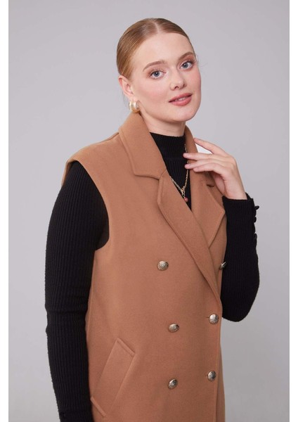 Kahve Maxi Boy Kaşe Yelek fiyatları