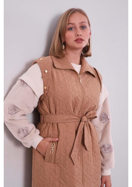 Camel Cep Aksesuar Detaylı Yelek modelleri