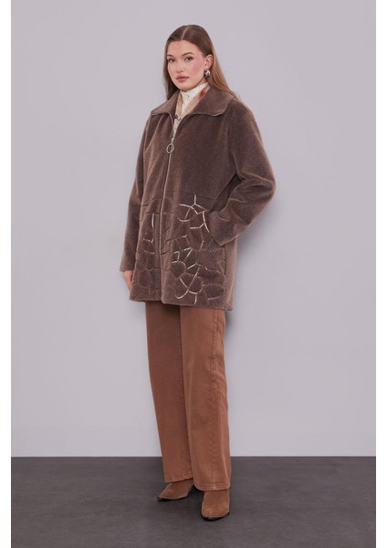 Kahve Pullu Desen Midi Kaban fiyatları