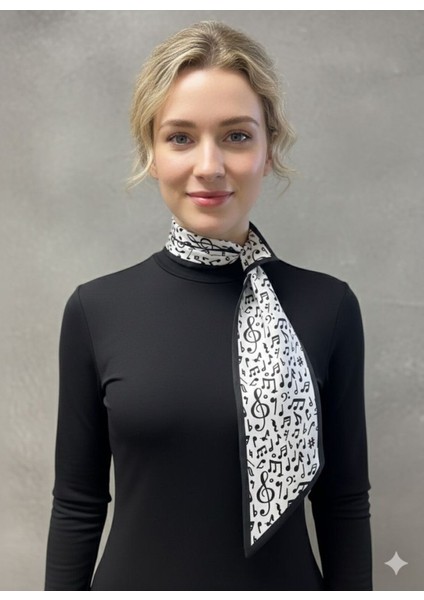 Melodik Siyah Estascarf Kravat / Eşarp / Fular 85 x 23CM