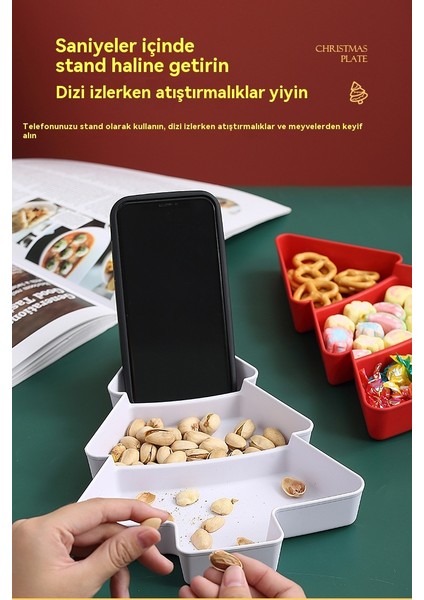 Noel Ağacı Atıştırmalık Tabağı Bölmeli Meyve Tabağı Saklama Kutusu (Yurt Dışından) modelleri