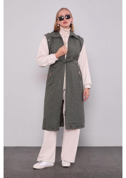 Haki Cep Aksesuar Detaylı Yelek