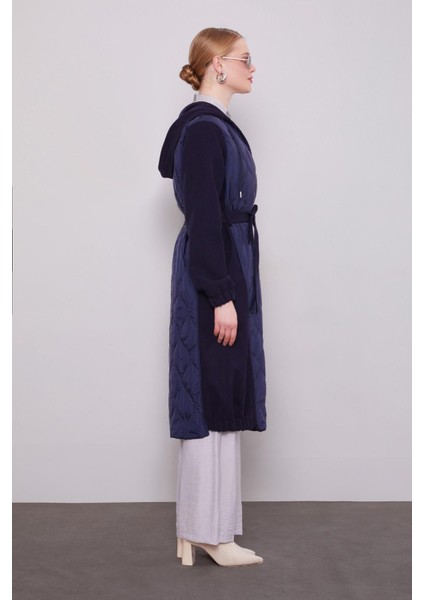 Lacivert Kaşe Detaylı Kapitone Mont fiyatları