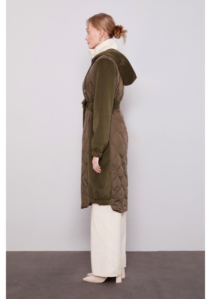 Haki Kaşe Detaylı Kapitone Mont fiyatları